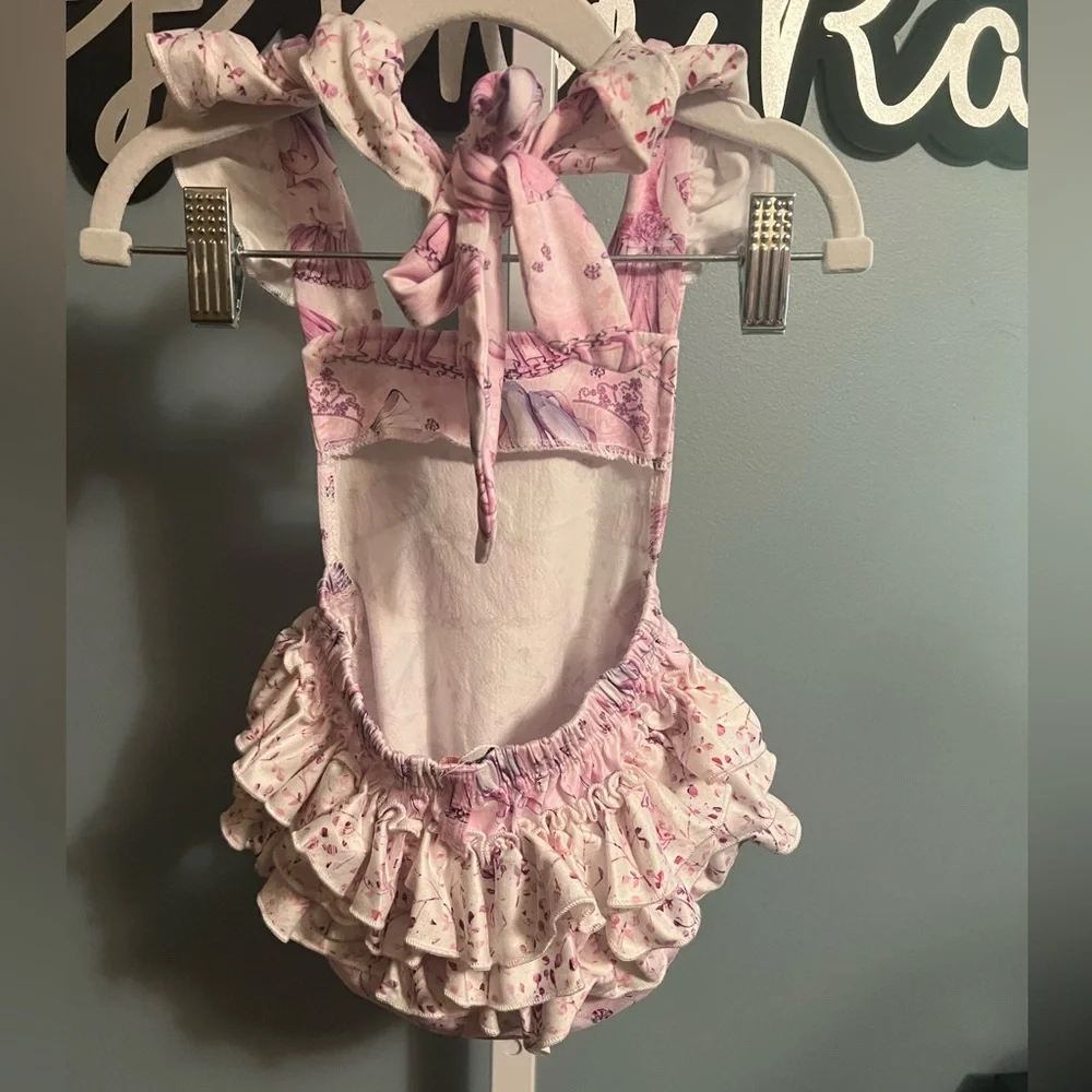 Pete & Lucy Princess Dancer Tie Tank Ruffle Romper NWT 3-6 months